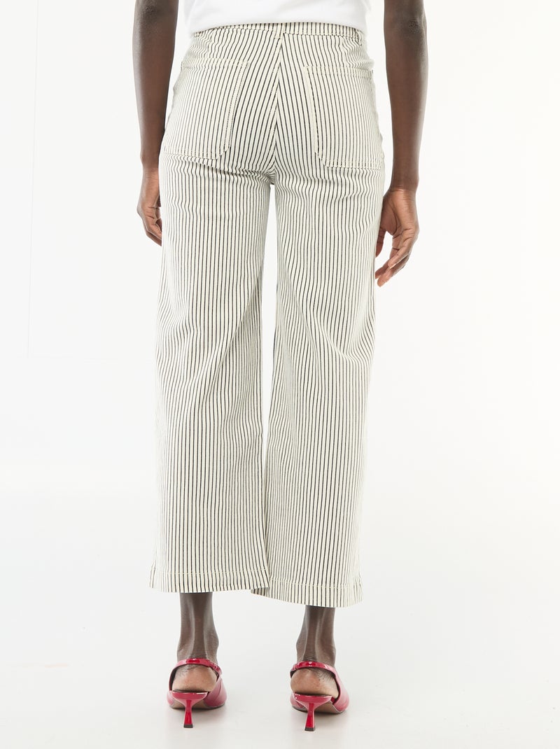 Pantalon wide leg coloré Blanc rayé - Kiabi