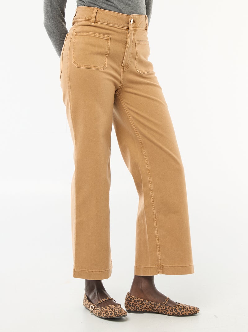 Pantalon wide leg coloré Camel - Kiabi