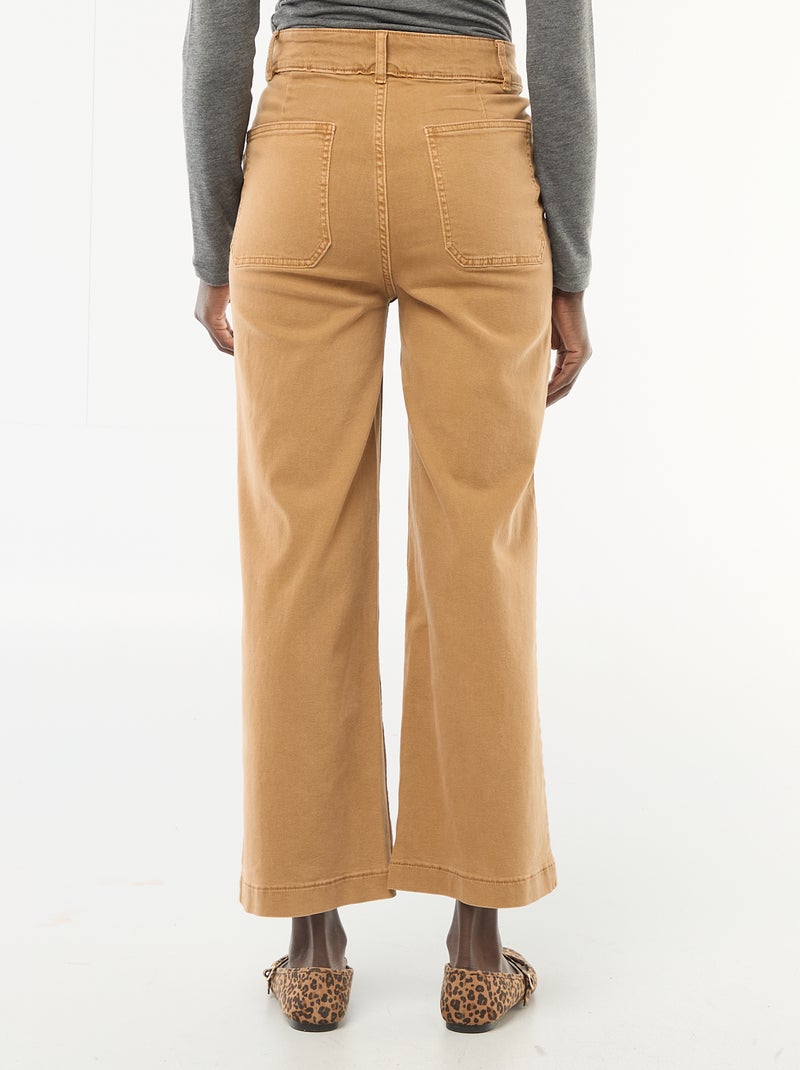 Pantalon wide leg coloré Camel - Kiabi