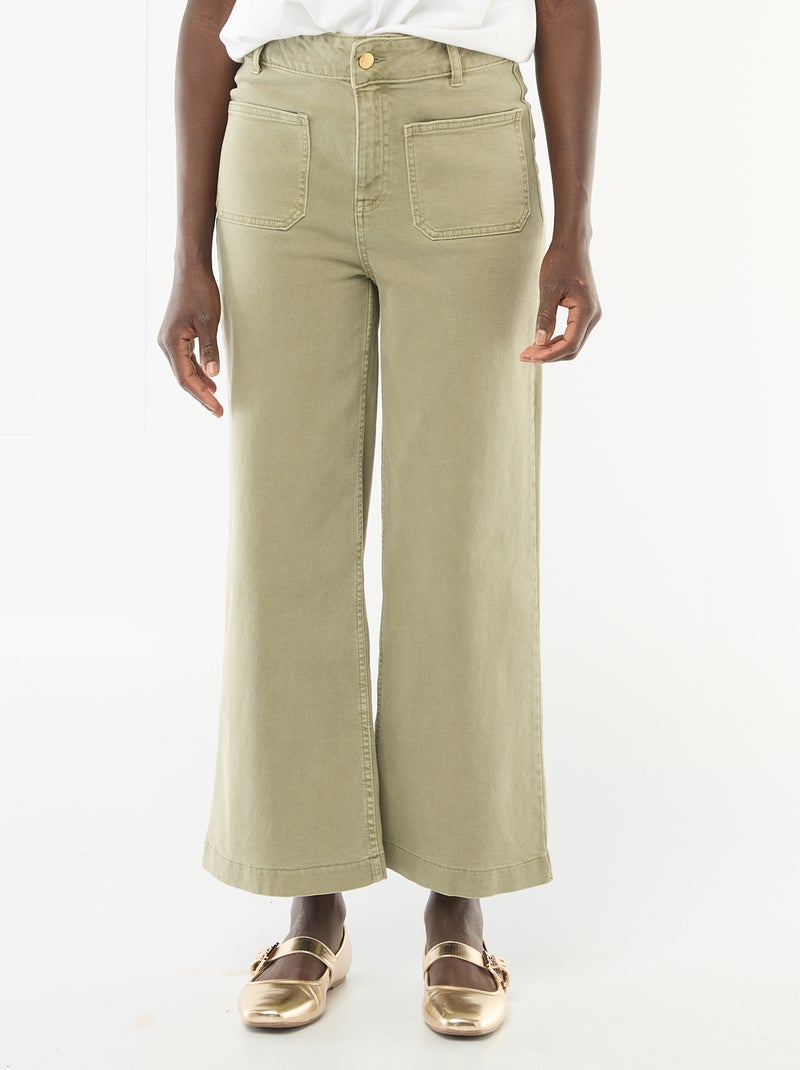 Pantalon wide leg coloré Kaki - Kiabi