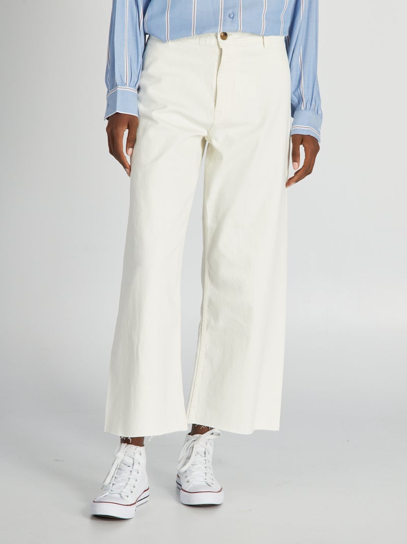 Pantalon wide leg cropped Blanc cassé - Kiabi