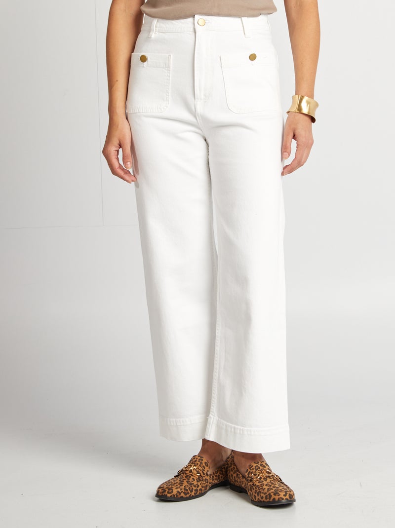 Pantalon wide leg cropped blanc - Kiabi