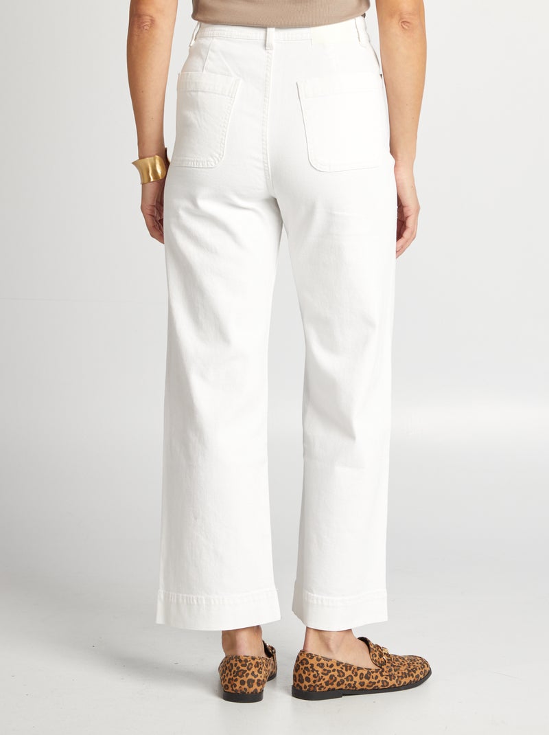 Pantalon wide leg cropped blanc - Kiabi