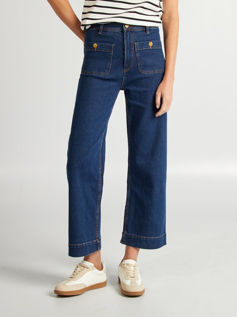 Pantalon wide leg cropped Bleu brut - Kiabi