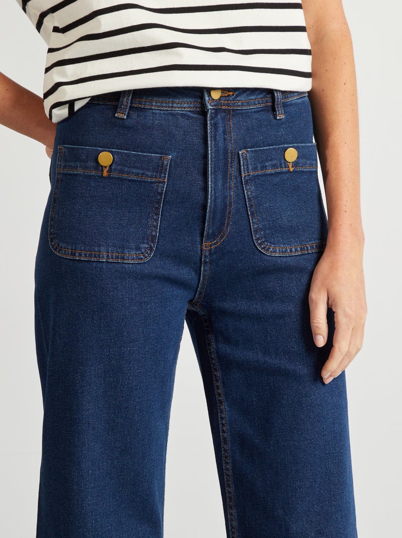 Pantalon wide leg cropped Bleu brut - Kiabi