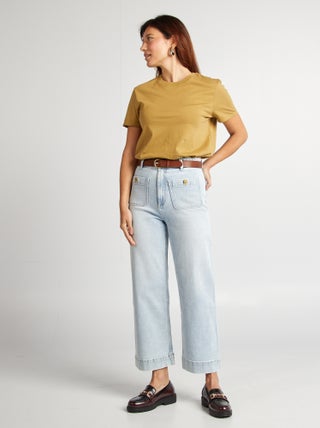 Pantalon wide leg cropped