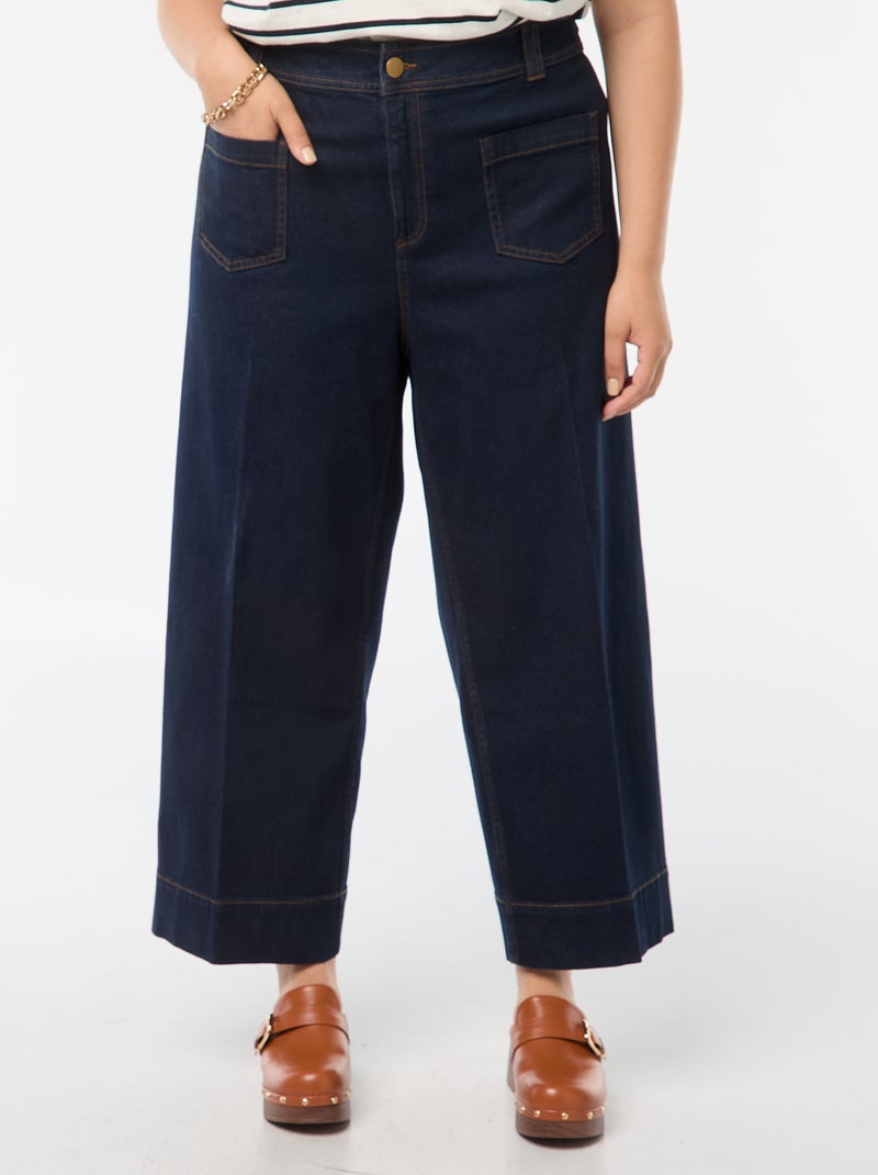 Pantalon wide leg cropped Bleu - Kiabi