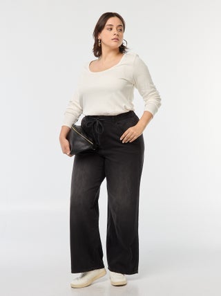 Pantalon wide leg denim brut