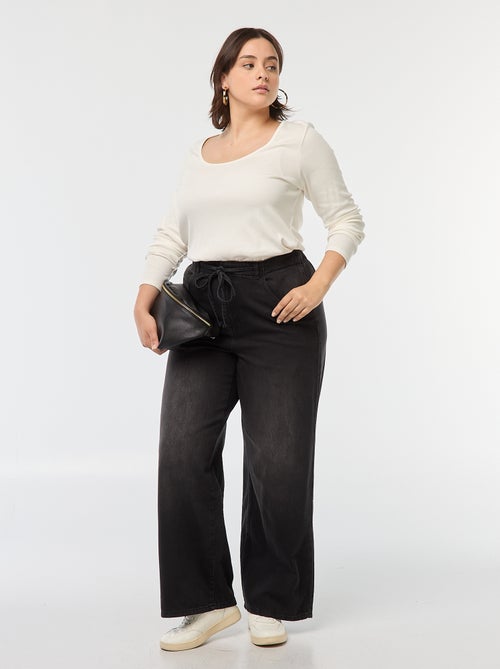 Pantalon wide leg denim brut - Kiabi