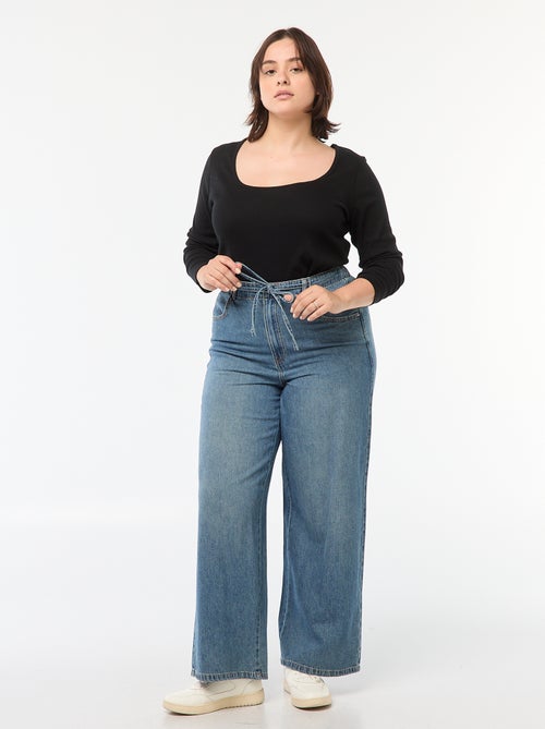 Pantalon wide leg denim brut - Kiabi