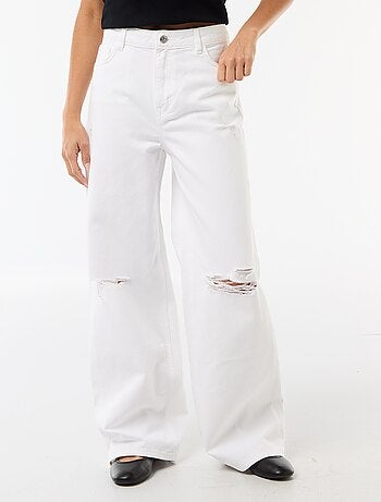 Pantalon wide leg destroy taille basse