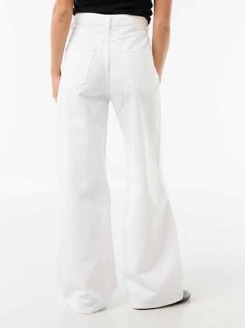 Pantalon wide leg destroy taille basse - Kiabi