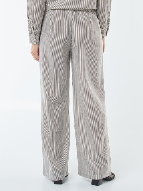 Pantalon wide leg en lin mélangé - Kiabi