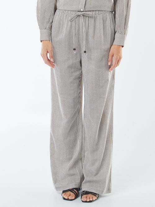 Pantalon wide leg en lin mélangé - Kiabi