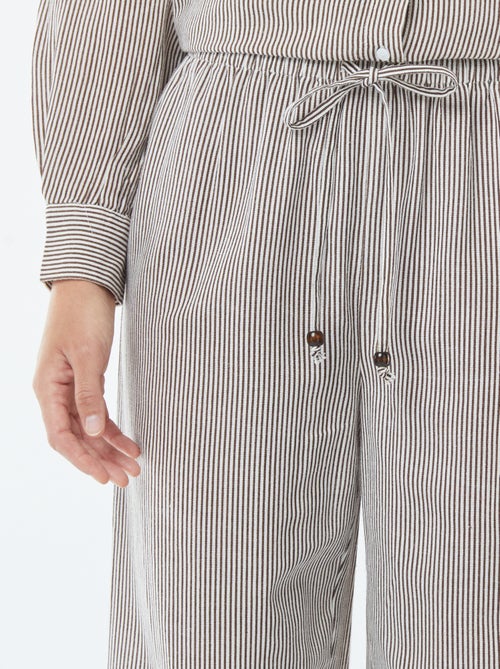 Pantalon wide leg en lin mélangé - Kiabi