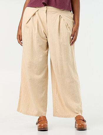Pantalon wide leg en lin mélangé