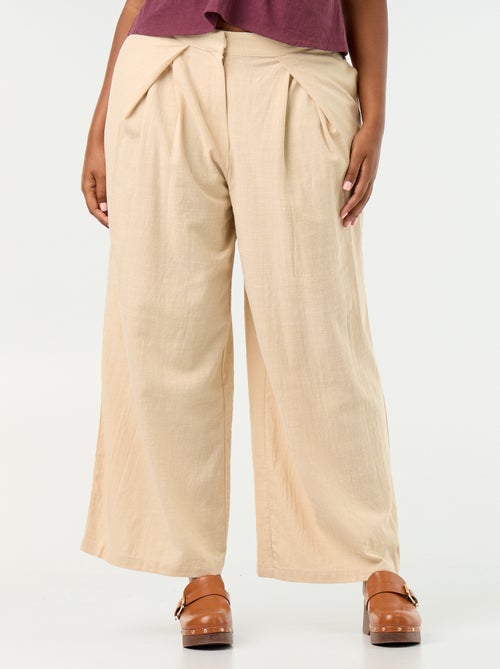 Pantalon wide leg en lin mélangé - Kiabi Pantalon wide leg en lin mélangé - Kiabi