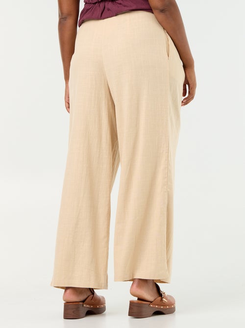 Pantalon wide leg en lin mélangé - Kiabi Pantalon wide leg en lin mélangé - Kiabi