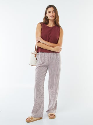 Pantalon wide leg en lin mélangé