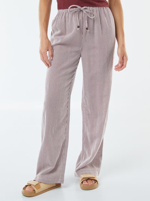 Pantalon wide leg en lin mélangé - Kiabi