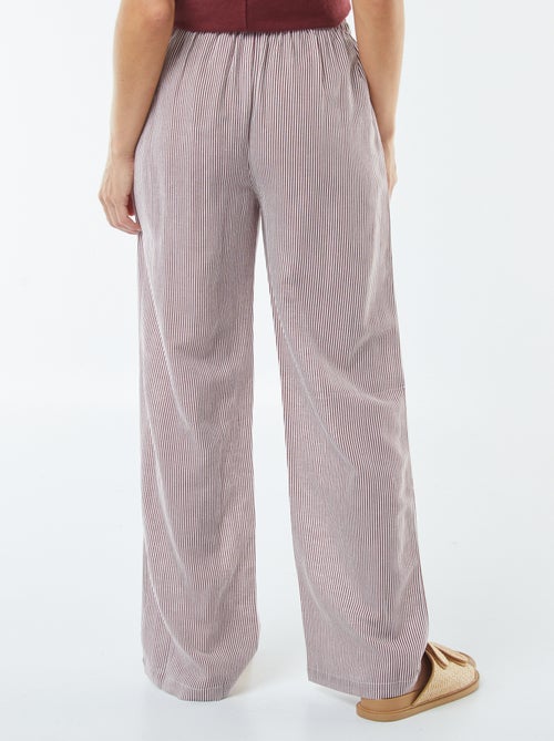 Pantalon wide leg en lin mélangé - Kiabi