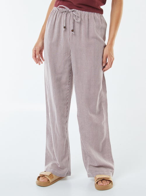 Pantalon wide leg en lin mélangé - Kiabi