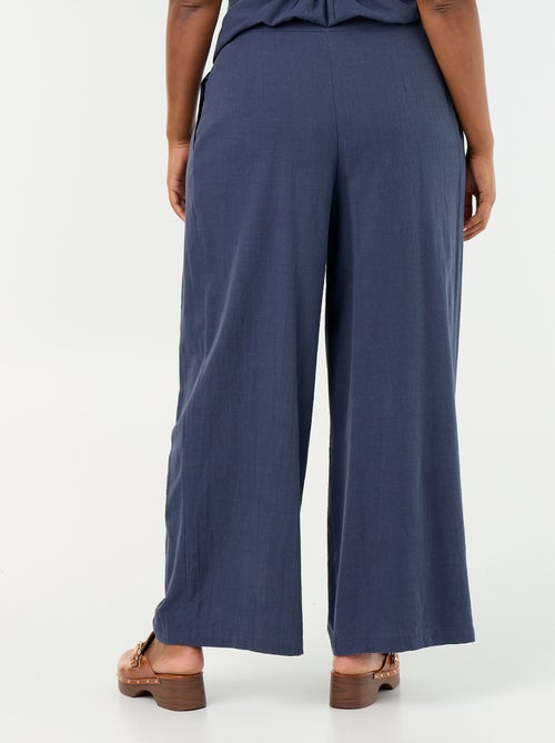 Pantalon wide leg en lin mélangé - Kiabi