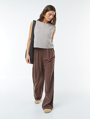 Pantalon wide leg en lin mélangé