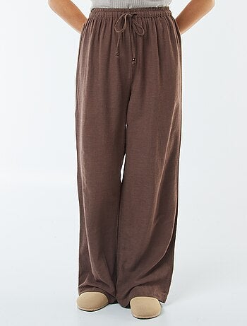 Pantalon wide leg en lin mélangé