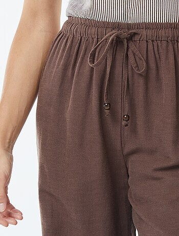 Pantalon wide leg en lin mélangé