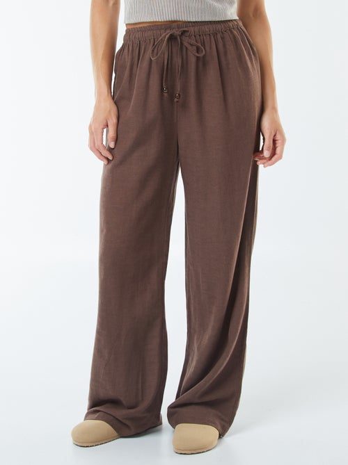 Pantalon wide leg en lin mélangé - Kiabi
