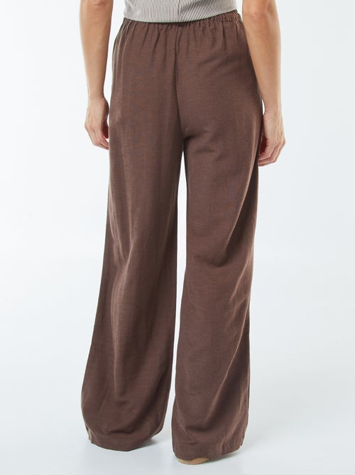 Pantalon wide leg en lin mélangé - Kiabi