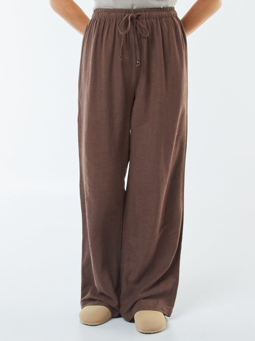 Pantalon wide leg en lin mélangé - Kiabi