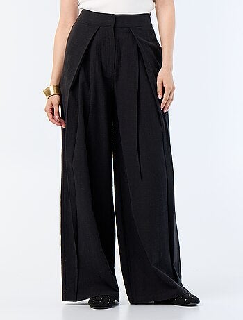 Pantalon wide leg en lin mélangé