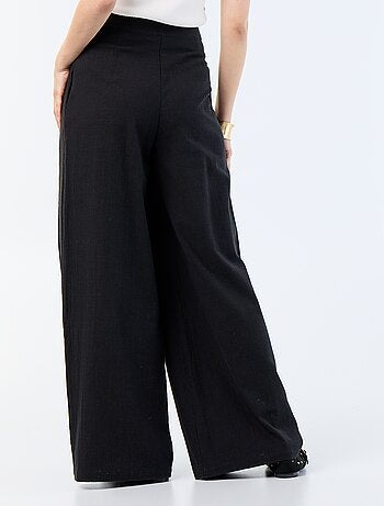 Pantalon wide leg en lin mélangé