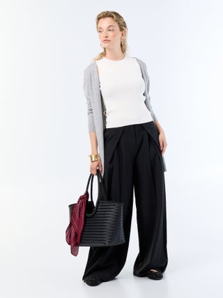 Pantalon wide leg en lin mélangé