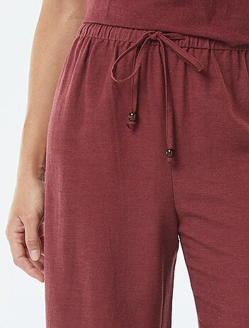 Pantalon wide leg en lin mélangé