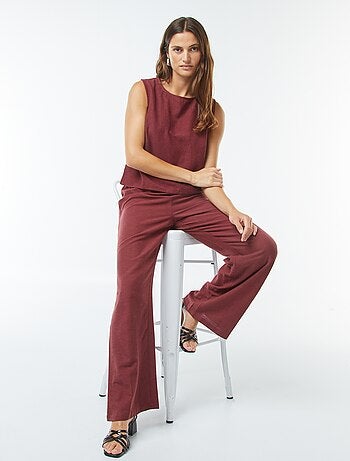 Pantalon wide leg en lin mélangé