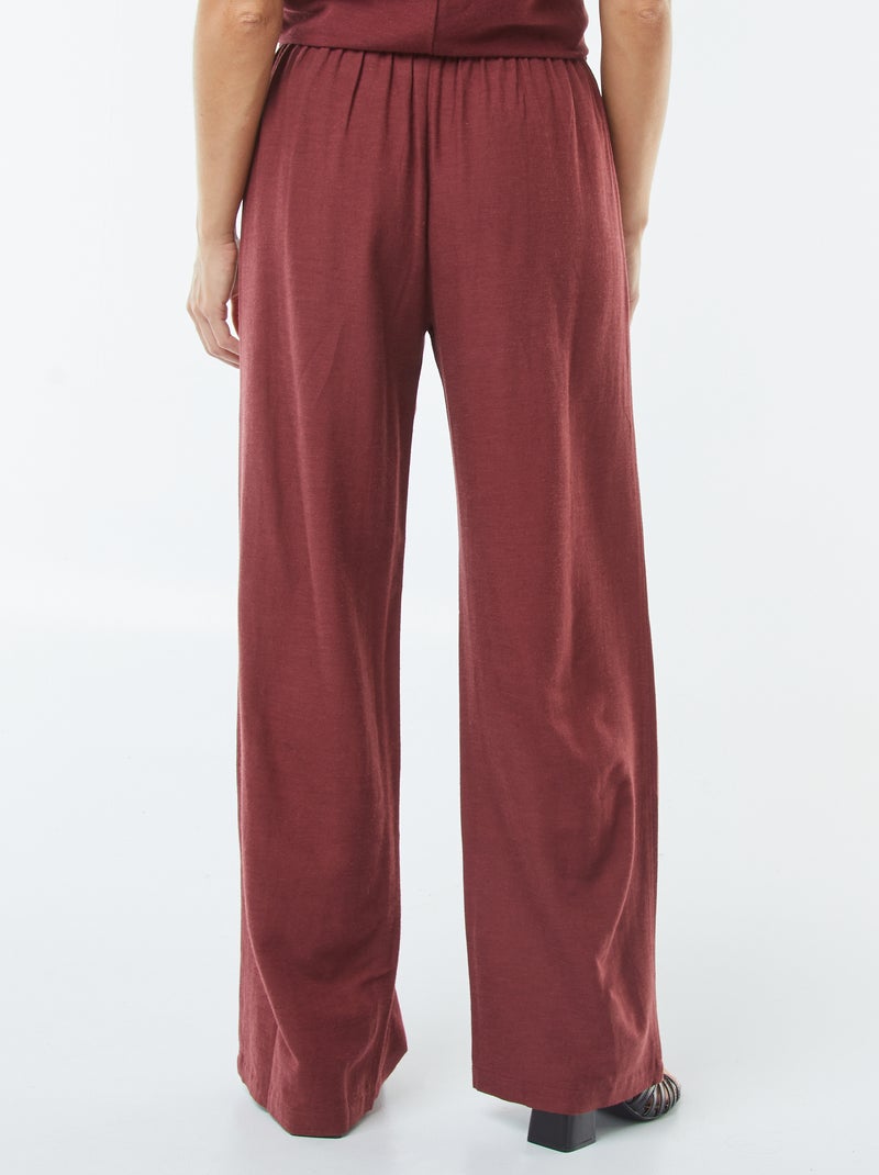Pantalon wide leg en lin mélangé Rouge - Kiabi