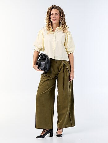 Pantalon wide leg en lin mélangé
