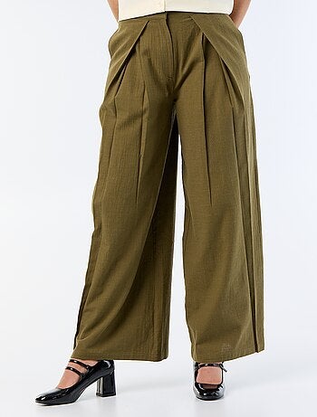Pantalon wide leg en lin mélangé