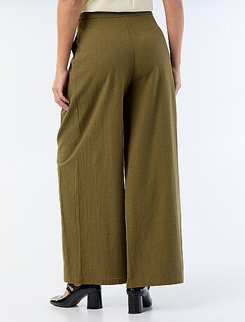 Pantalon wide leg en lin mélangé