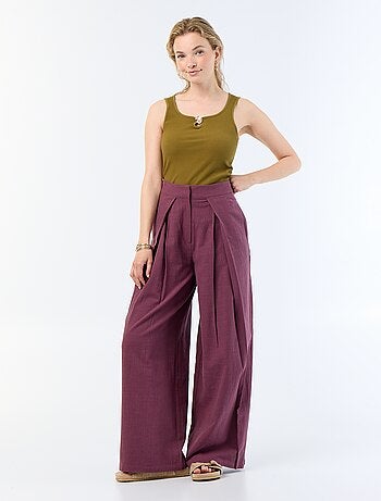 Pantalon wide leg en lin mélangé