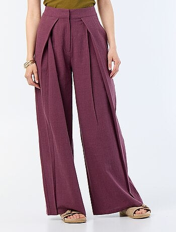 Pantalon wide leg en lin mélangé