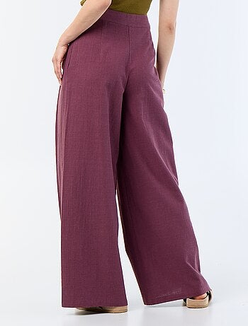 Pantalon wide leg en lin mélangé
