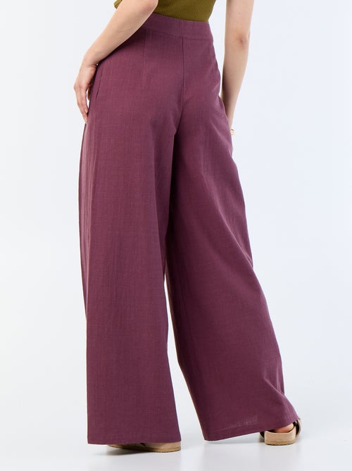 Pantalon wide leg en lin mélangé - Kiabi