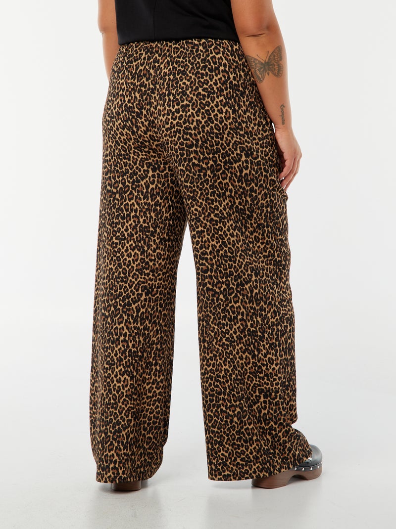 Pantalon wide leg en maille plissée Beige - Kiabi