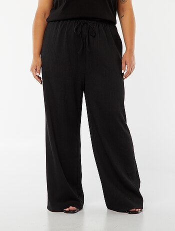 Pantalon wide leg en maille plissée