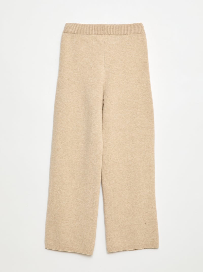 Pantalon wide leg en tricot Beige - Kiabi