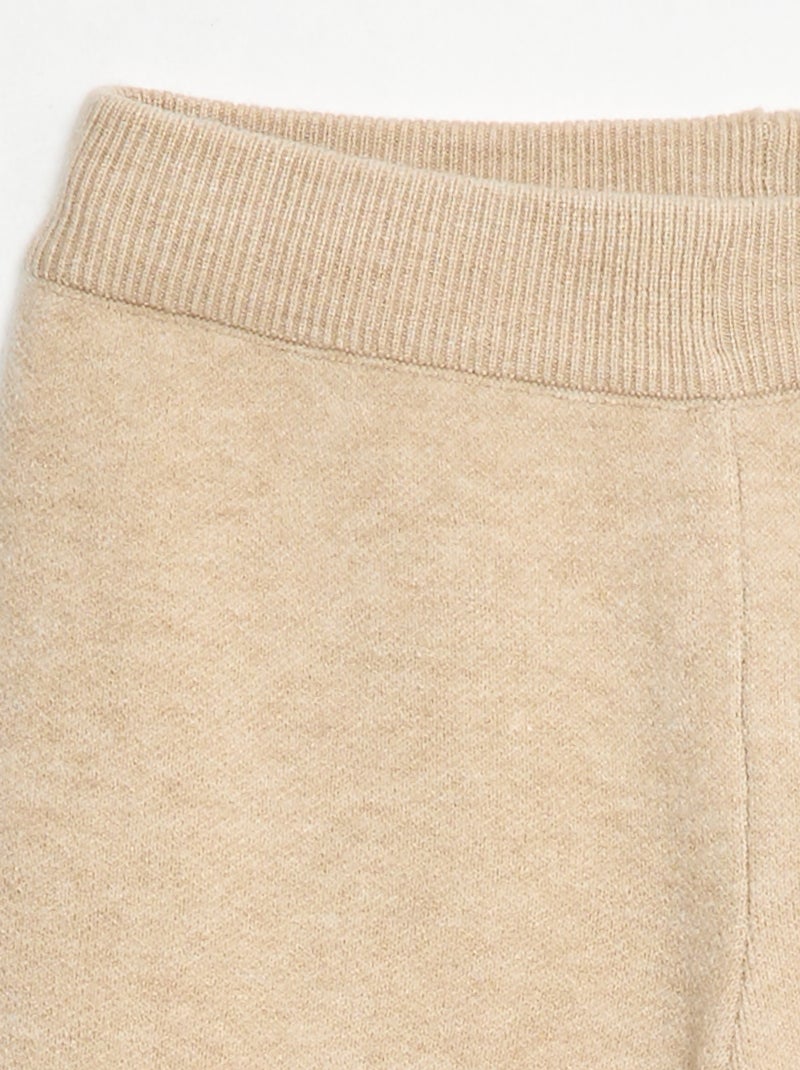 Pantalon wide leg en tricot Beige - Kiabi